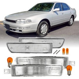 USR 92-94 SXV10 Bumper Light – Turn Signal Lamps (Left + Right) 4pc Set - Compatible with 1992-1994 Toyota Camry All Models such as DX, LE, SE, XLE, DLX (CLEAR BUMPER LIGHTS w/AMBER BULBS)