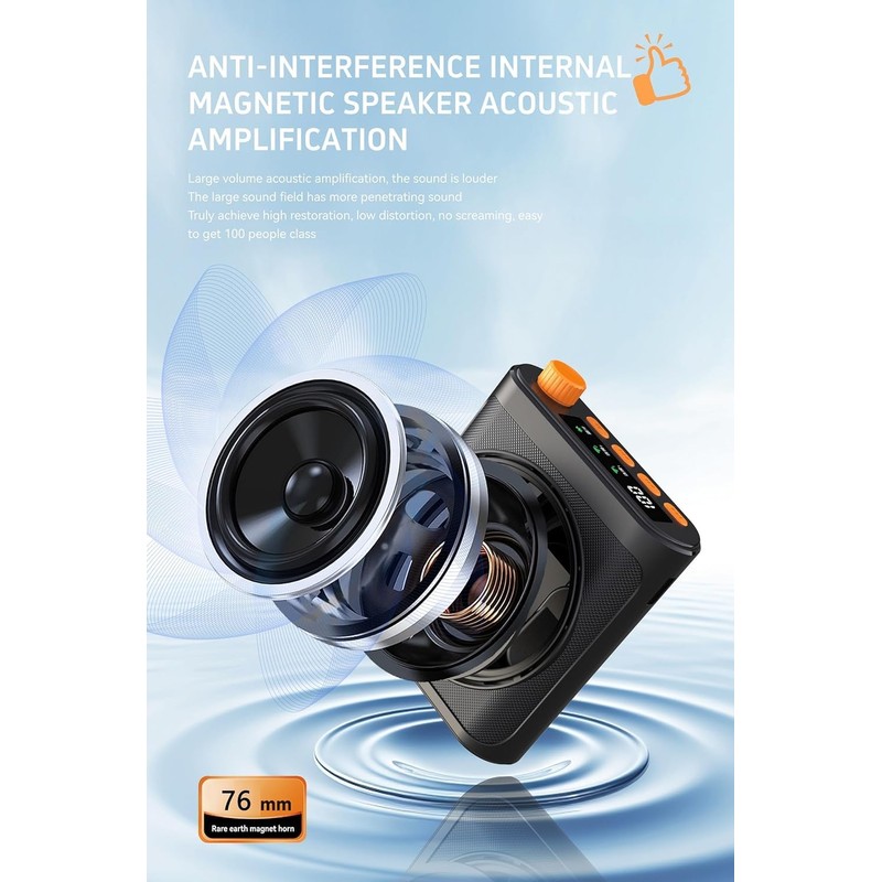 Wireless Voice Amplifier with Wireless Lavalier Microphone,Portable Speaker Megaphone with