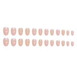24Pcs Aurora Glitter Press on Nails Short Oval Almond with White Glitter Design Aurora Mirror Solid Color Acrylic Stiletto Reusable Fake Nails for Women Girls Fingernails Decoration