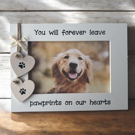 Handcrafted Dog Pet Loss Remembrance Photo Frame, 6x4 inches, White Frame, Gift for Grieving Pet Lovers