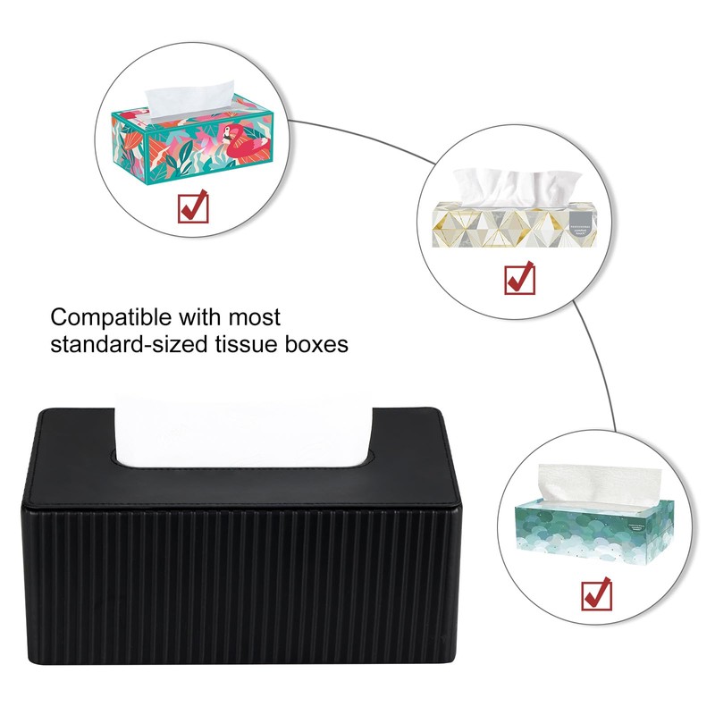 KINGFOM Tissue Box Cover, PU Leather Tissue Box Holder for