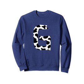 Creative Bold Marker Letter G - Cow Pattern Design Sweatshirt