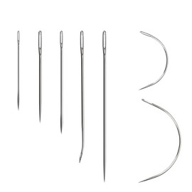 Beayuer 7 Pcs Leather Needles Hand Sewing Big Medium and Small C J Shape Curved Needle I Needle Leather Sewing Needle for Weave Upholstery Leather Canvas Bags Sofa (7 Needles)