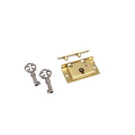 Half Mortise Chest Lock Small Half Mortise Box Lock Premium Quality Heavy Duty Brass Antique Lock Cast Brass Strike Plate with 2 Keys for Jewelry Humidor Small Petite Box Lock