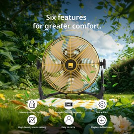 Orison 12" Portable Battery Operated Floor Fan, High-Velocity Floor Fan,Cordless Fan for Camping, Travel, Tents, Hurricanes