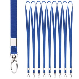 Segus Lanyards with Clasp, Pack of 10 Blank Lanyard for ID Holder, Card Holder, Blue Imitation Nylon, Suitable for Business, Office, School, Mobile Phones