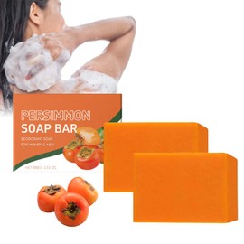 Kaki Seife, 2 Stück Natürliche Presimmon Soap, Kaki Seife von Entfernung Körpergeruch für Männer Frauen, Moisturizing, Aufhellende Badeseife Tiefenreinigung für Gesicht und Körper, Peeling, Glättend
