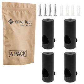 smartect Aluminium Wall and Ceiling Pins for Fixing Textile Cables, Pack of 4, Black, Ceiling Mounting with Screws and Dowels, Monkey Swing, Surface-Mounted Cable Holder for Own DIY Project