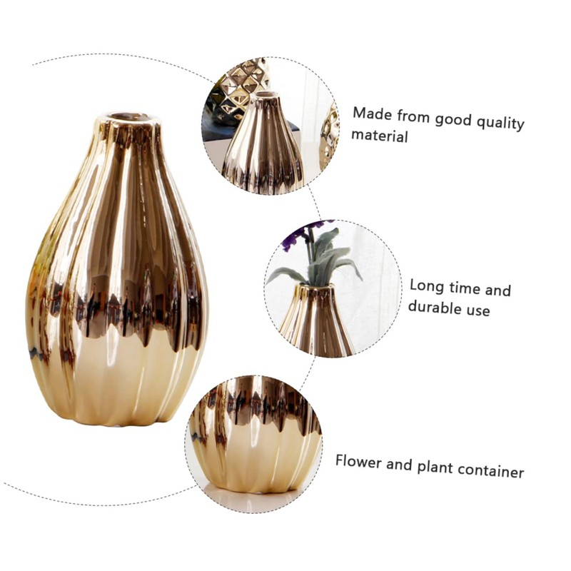 iplusmile 1Pc Unique Gold Ceramic Vase Simple Desktop Decoration for