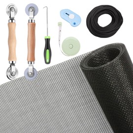 Windows Screen and Screen Door Repair Kit, 48"x118" Charcoal Fiberglass Mesh with Rolling Tool/Hook/Ruler/Cutter/Spline - Window Screen & Sliding Screen Door Replacement for Windows, TOOLTRIZ
