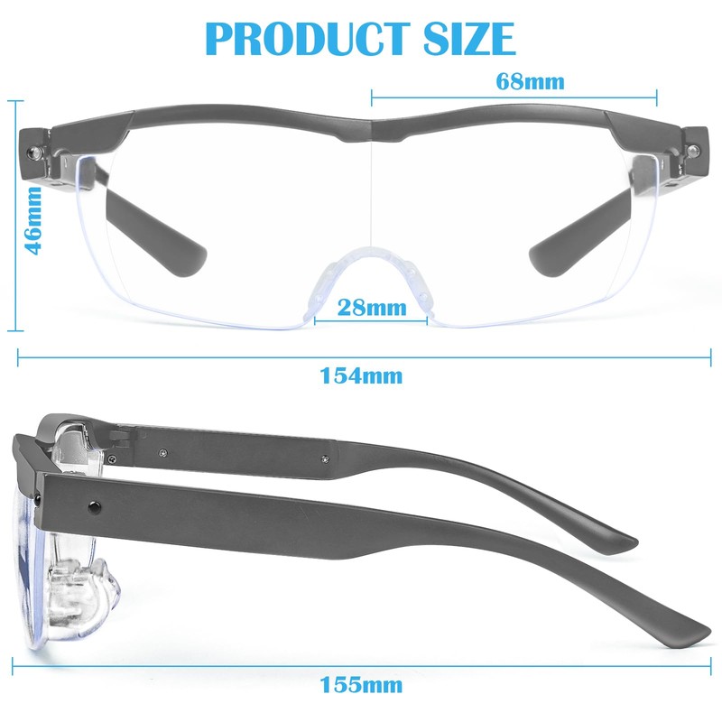 Magnifying Glasses with Light, 200% Magnification, USB Rechargeable LED Lighted
