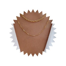 Yheakne Boho Layered Chain Necklace Gold Rope Chain Necklace Chunky Chain Choker Necklace Vintage Twist Chain Necklace Jewellery for Women and Girls, Zinc