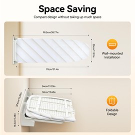 Wall Mounted Ironing Board, 37.4''x7.55'' Foldable Ironing Station 180° Swivel Space-Saving Iron Board Hanger with Heat Resistant Cover for Home Laundry Room