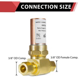 EFIELD MH-230-2-FM Tee Copper Water Hammer Arrestor, 3/8" OD Comp. X 3/8" OD for Dishwasher Connection Female Comp