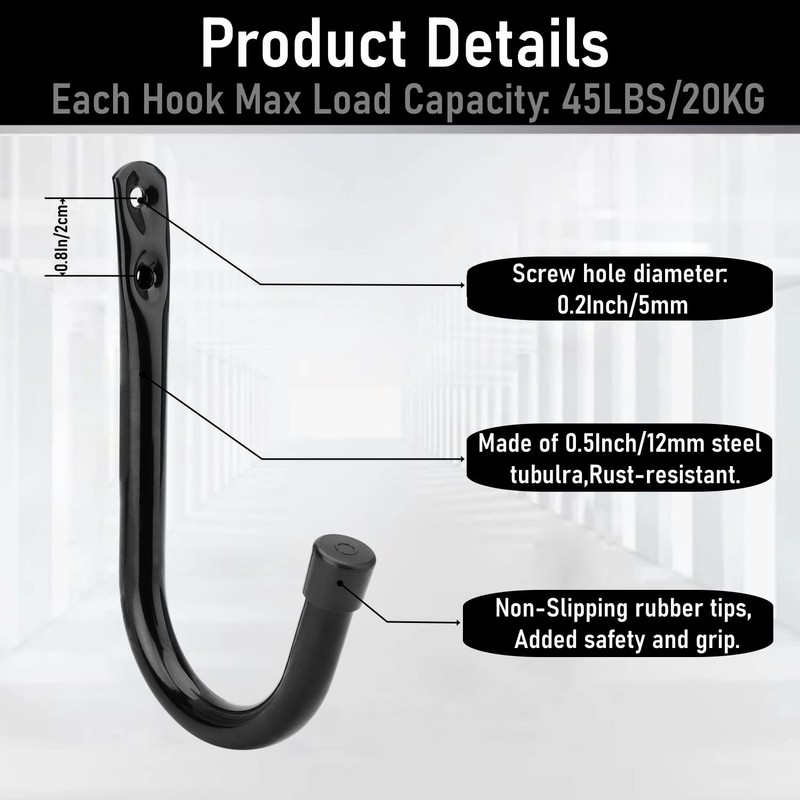 Whrsinlor Heavy Duty Garage Storage Hooks, 3.4Inch J Utility Garage