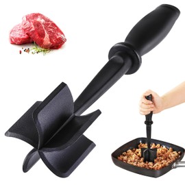 Meat Chopper Masher for Ground Beef and Hamburger Meat, Heat Resistant 5 Curved Blades Ground Beef Smasher, Nylon Meat Spatula Hamburger Chopper, Mix and Chop Kitchen Tool