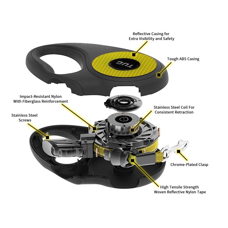 TUG 360° Tangle-Free Reflective Retractable Dog Leash | 16 ft