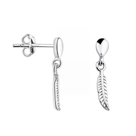 SOFIA MILANI - Women's Earrings 925 Silver - Feather Stud Earrings - 20533, Sterling Silver, No Gemstone