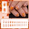 SWEKKE Press-on Nails Short Square Orange French Tip False Nails