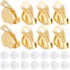 SOFPLATE 1 Box 60Pcs Clip-on Earring Converter Gold Clip Earrings Backs Brass Non Pierced Flat Back Tray Earring Clips with Plastic Pads Round Clip Earring Findings for jewellery Making Supplies Craft