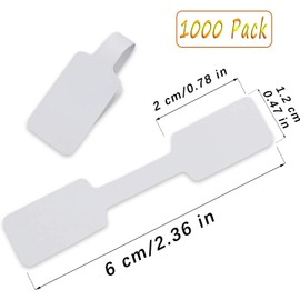 Pvieked 1000 Pcs Jewelry Tags Stickers - White Rectangular Kraft Paper Labels for Pricing, Necklace, Earring, Ring Identification