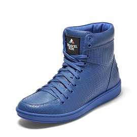 TRAVEL FOX Unisex 900 Blue Spider Nappa Leather Round Toe Lace-Up High-Top Sneakers M11/W12.5 US
