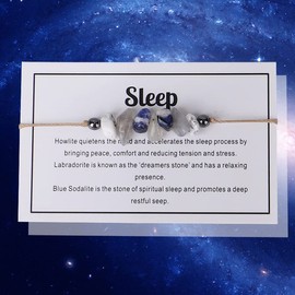 tenghong2021 Chakra Crystal Beaded Bracelet with Wish Card Adjustable Spiritual Anxiety Stone Beads Braide String Bracelet Yoga Meditation for Women Men Jewelry Birthday Gifts-Sleep