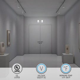 TORCHSTAR LED Emergency Lighting, Commercial Emergency Lights with Battery Backup, UL Listed, Two Square Heads, AC 120/277V, Hardwired Emergency Exit Light Fixtures for Business, Pack of 4