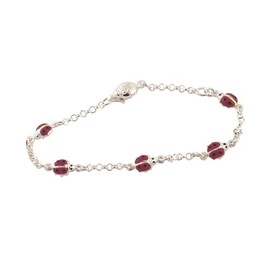 apop Sterling Silver Ladybug Bracelet Red and Black Enamel