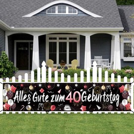 ParPix Banner 40th Birthday Woman Man 180 x 40 cm, 40th Birthday Men Women Decoration, 40th Birthday Decoration Garland, Decoration 40th Birthday Man Woman, 40s Birthday Banner, Birthday Decoration