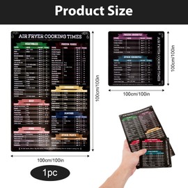 Pack of 2 Airfryer Accessories, Magnetic Airfryer Guide with Temperature, Duration & Quantity, Hot Air Fryer Accessories - Air Fryer Recipe Book for Hot Air Fryer List with 86 Foods in 9 Categories