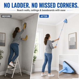 Wall Mop Cleaner with 80 Inch Handle and 360 Swivel Head