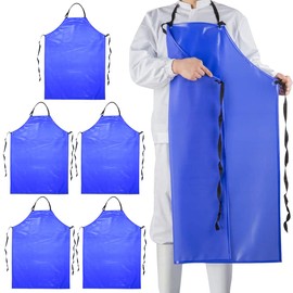 Delantal de vinilo resistente a productos químicos, color azul, talla grande, unisex, de PVC, para lavavajillas, peluquería de perros, jardinería, lim