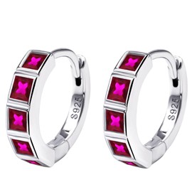 Moissanite Hoop Earrings for Women, D Color VVS1 Pincess cut Moissanite Earrings S925 Sterling Silver Large Huggie Hoop Earrings with 18K White Gold Plated, 1.0 Carat, one size, Sterling Silver,