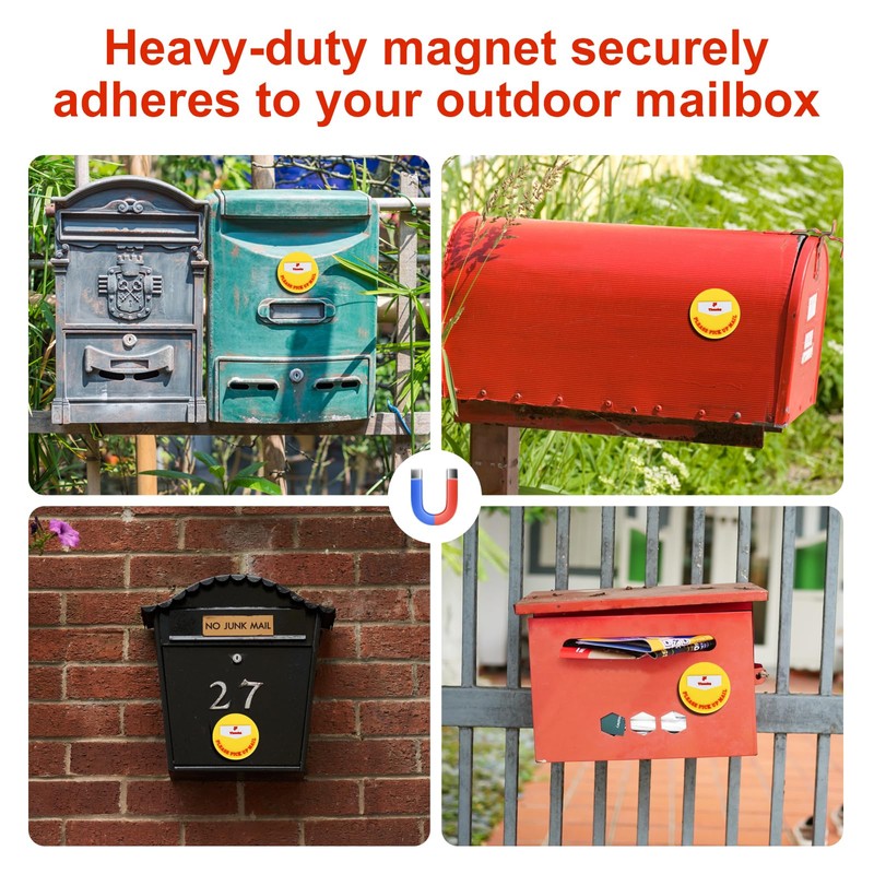 Outgoing Mail Alert Magnet - Yellow Mailbox Flag Sign (2.36"x2.36")