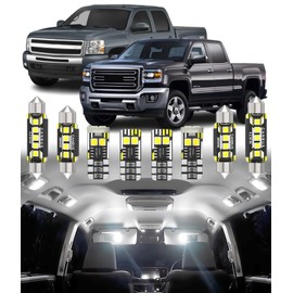BMT xms Car Interior LED Light Replacement for GMC Sierra Chevy Silverado 2007-2014,6000K Super Bright Interior Light Bulbs Package, 14pcs