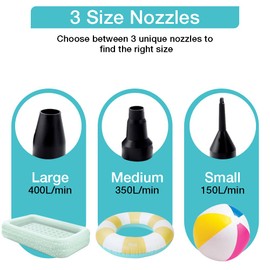 Electric Air Pump,Portable Quick-Fill Air Pump, Air Mattress Pump with 3 Nozzles for Inflatable Boat, Air Mattress Beds,Swimming Ring.Compatible with Home and car Adapter by Inscool (110V AC/12V DC)