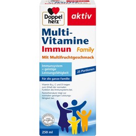 Doppelherz Multi-Vitamins Immun Family - 11 Vitamins + Magnesium Ready to Drink Immediately with Multi Fruit Flavour - 250 ml