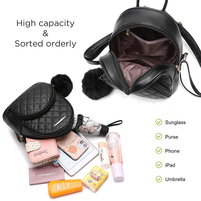 I IHAYNER Mini Backpack Purse Quilted Fashion Vegan Leather Small