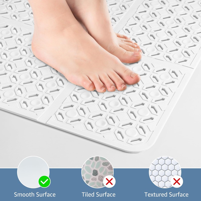 Yolife Square Shower Mat, 27" x 27" Large Shower Mat