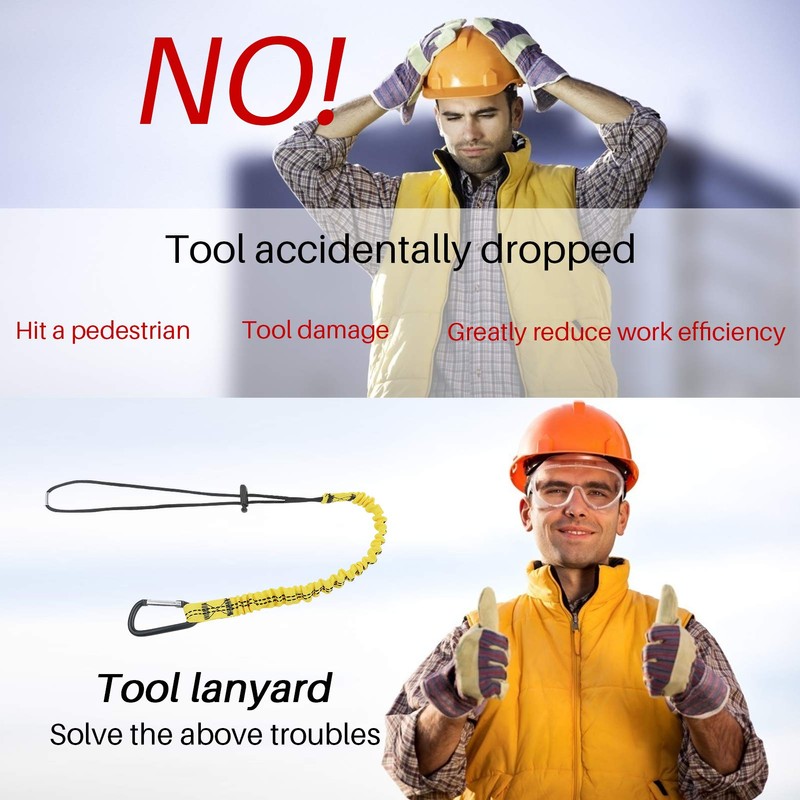 Tool Lanyard, Safety Tool Leash Retractable Bungee Cord with Carabiner