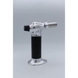 FRIO Black & Silver Butane Torch with Fuel Gauge One-hand Operation Kitchen Torch Lighter with Adjustable Flame for BBQ, Baking, Brulee Creme, Crafts and Soldering