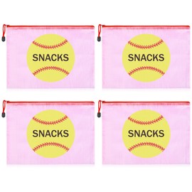 SOIDRAM 4PCS Softball Makeup Bag Clear Zippered Softball Snack Bag Cosmetic Pouch Clear PVC Waterproof with Zipper Party Favors for Team Ground Birthday Gifts Sport Supplies Travel Toiletry Organizer