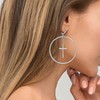 Cross Hoop Dangle Earrings for Women Silver Plated Circle Huggie