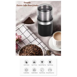 Electric Coffee Grinder 3.5 oz Capacity, Adjustable Herb & Spice Grinder, Espresso Grinder with Removable Stainless Steel Bowl, Black
