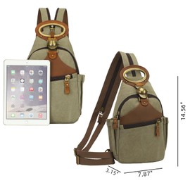 KouLi Buir Canvas Sling bag,Small Crossbody Backpack,Convertible Chest Bag Casual Daypack For Outdoor Cycling Hiking Travel (B-Leaden-N)