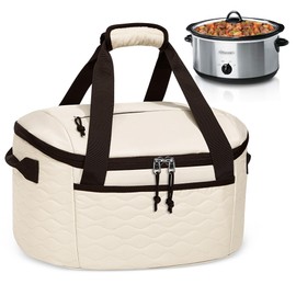 LUXJA Insulated Slow Cooker Bag Compatible with Crock Pot, Beige