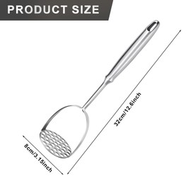 Cozy Inviting Potato Masher Stainless Steel 32 cm with Long Handle, Kitchen Masher for Dishwasher Safe, Mashed Potatoes, Vegetables, Fruits