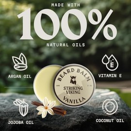 Striking Viking Bálsamo para barba para hombres, 2 onzas, aroma a vainilla, hidratante y acondicionador de barba para hombres que suaviza y nutre el v