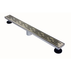 Novalinea ZA Linear Shower Drain - 32 Inch Brick Pattern - Brushed Stainless Steel - Hair Strainer - Leveling Feet - Threaded Adapter - Sleek and Modern Design